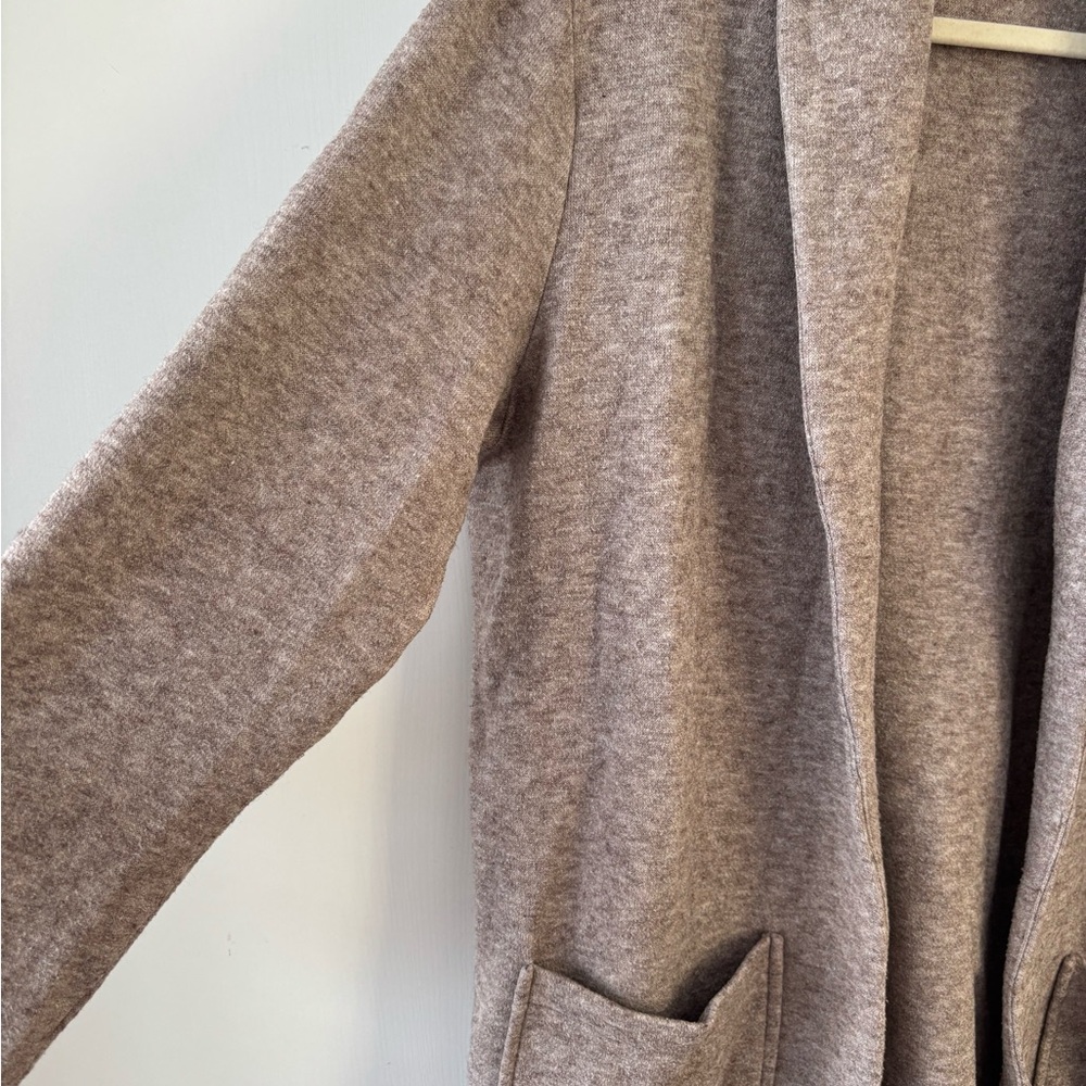 Reitmans Taupe Cozy Open Cardigan Soft Stretch Pockets Medium Fall Layer Casual - Picture 5 of 9